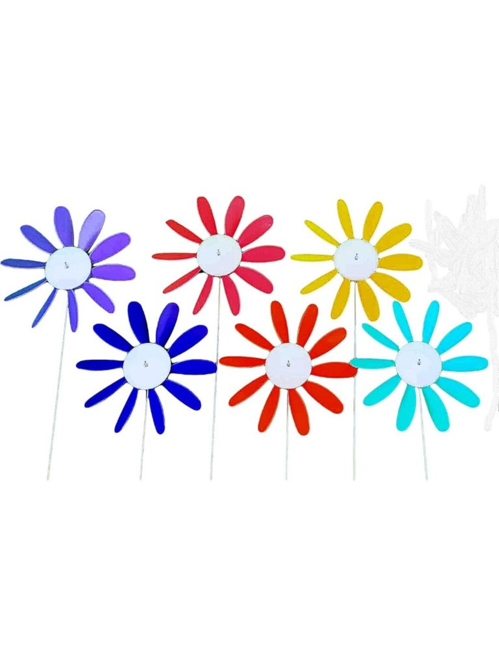 Colorful Tall Pinwheel Wind Spinners - 6 Pack Garden Decor for Lawn & Patio